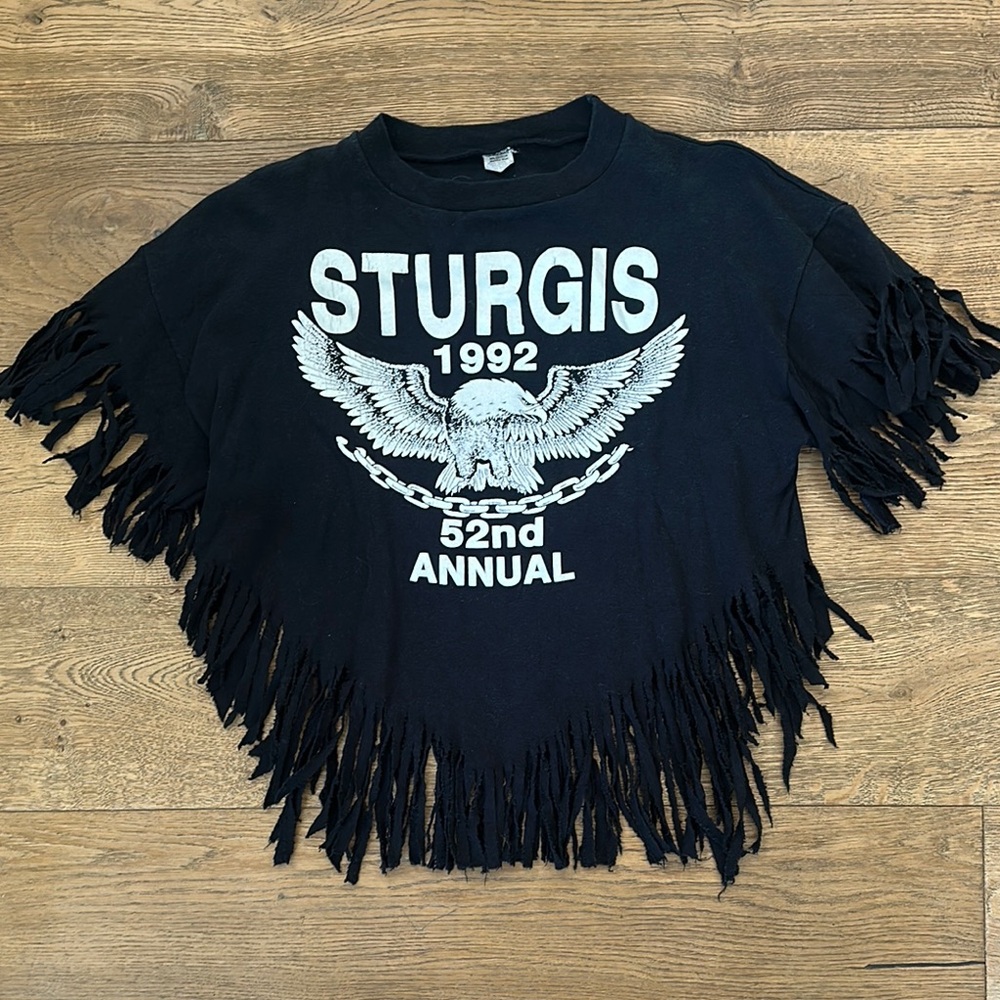 Vintage Sturgis motorcycle Black Fringe sweatshirt